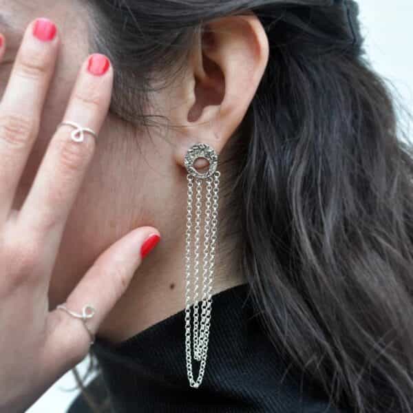 Handmade Chain Earrings, Silver 925 Elegant Drop Earrings - Image 3